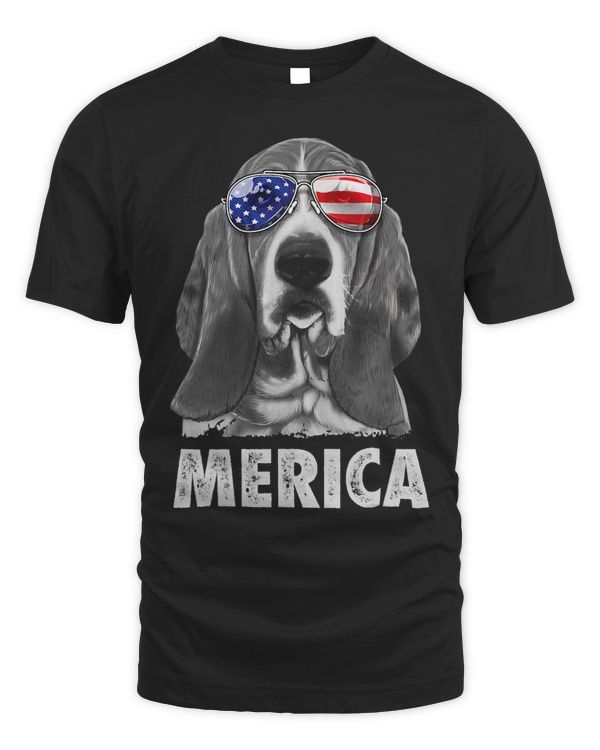Basset Hound 4th of July Merica Men American Flag Sunglasses