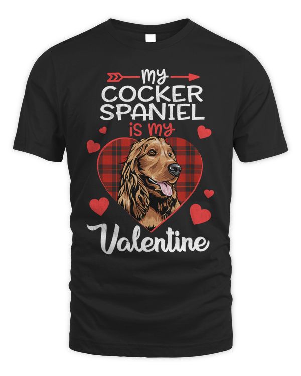 Cocker Spaniel Is My Valentine Funny Dog Red Plaid Heart 148
