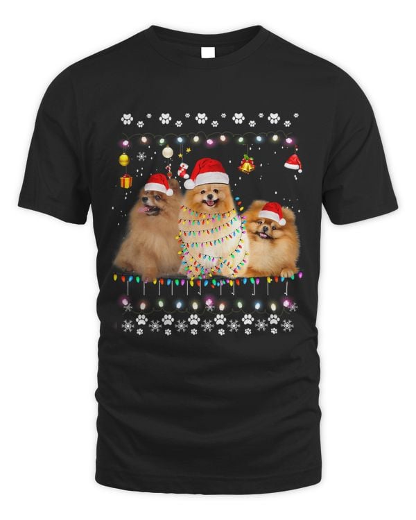 Xmas Lighting Matching Ugly Pomeranian Dog Christmas 87