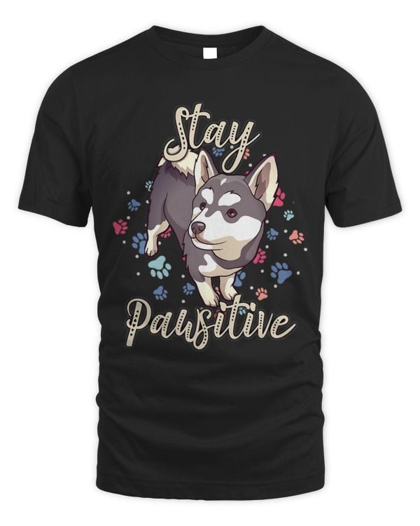 Cute Pomsky Stay Pawsitive Quote Positive Mini Husky Paws