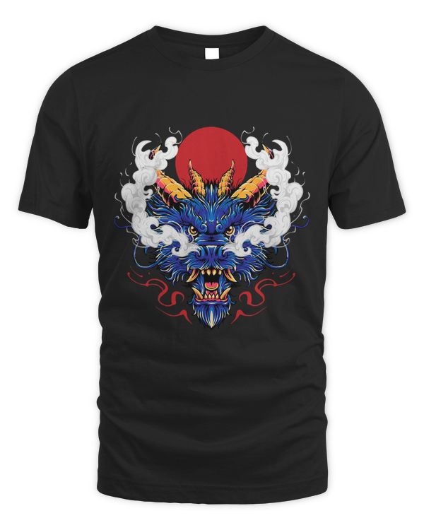 Chinese Mystical Blue Dragon Head Japanese King of Dragons
