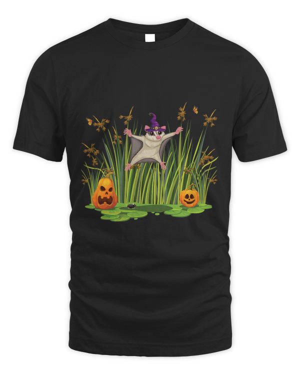 Cottagecore Flying Sugar Glider With Halloween Pumpkins