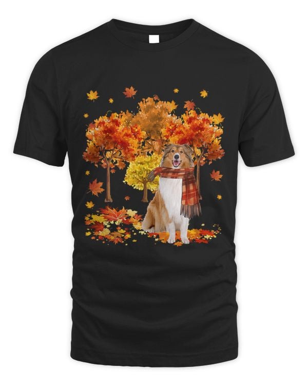 Its Fall Yall Cute Rough Collie Autumn Tree Fall Leaves 20