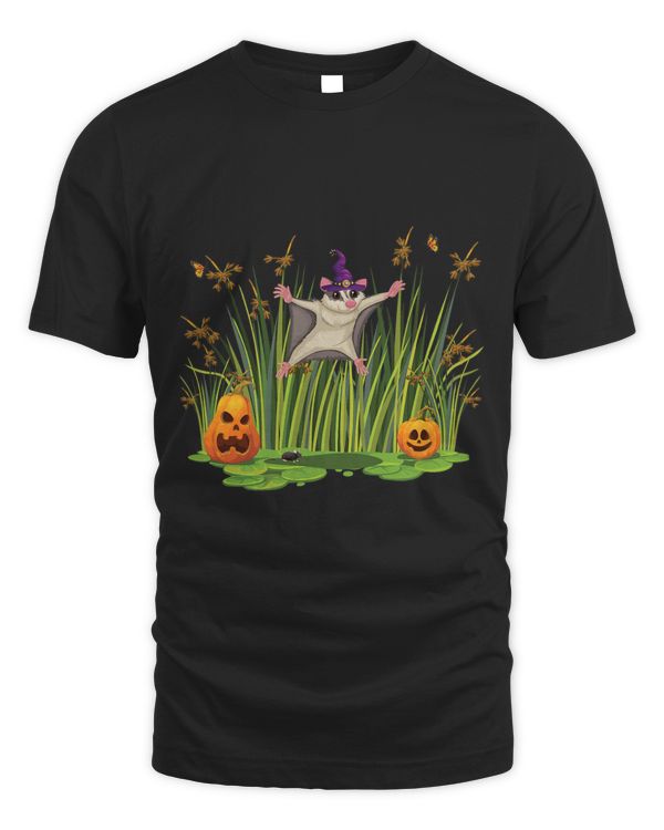 Cottagecore Flying Sugar Glider With Halloween Pumpkins
