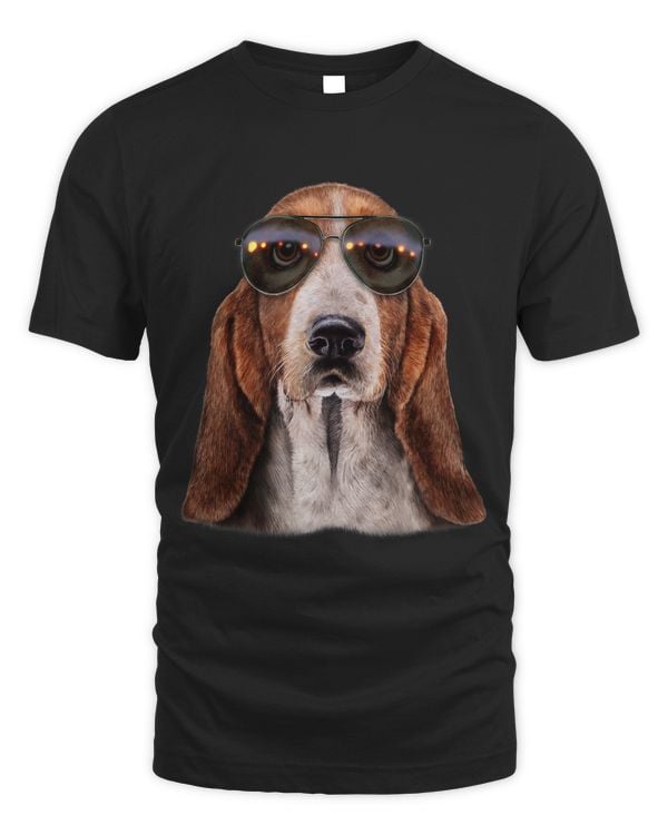 Basset Hound Dog Wearing Swag Aviator Sunglass
