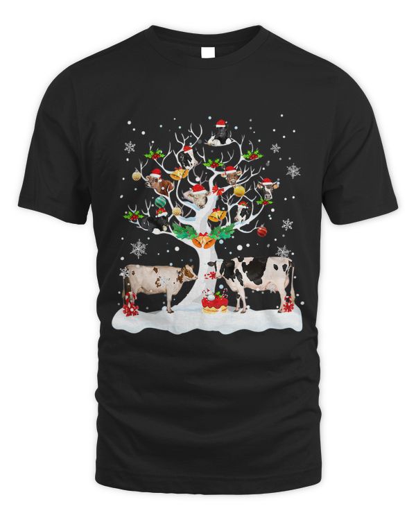 Cow Christmas On Winter Tree Goat Lover Matching Pajamas 20
