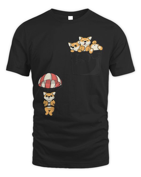 Cute Shiba Inu Puppy Playing Parachute in Pocket Dog
