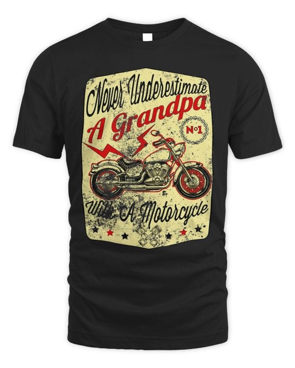 Mens Never Underestimate A Grandpa With A Motorcycle Funny Quote