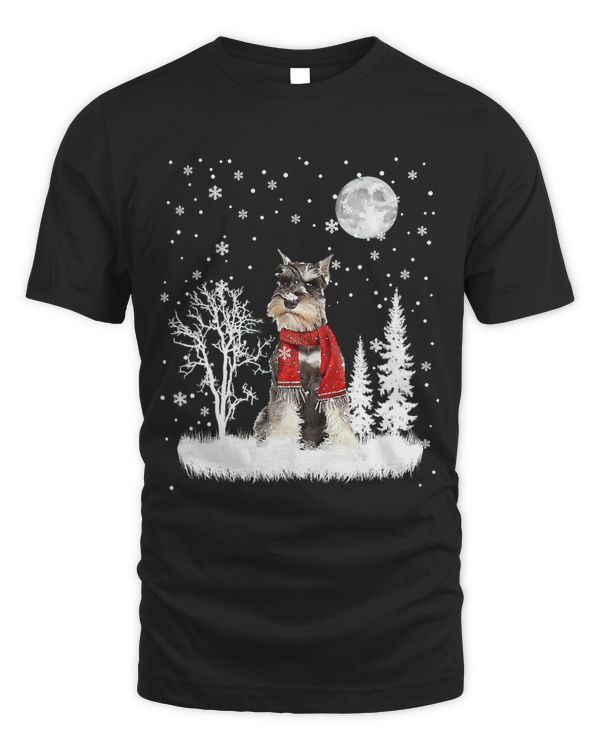 Schnauzer Under Moonlight Snow Christmas Pajama 15