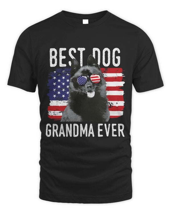 Womens American Flag Best Dog Grandma Ever Schipperke USA 24
