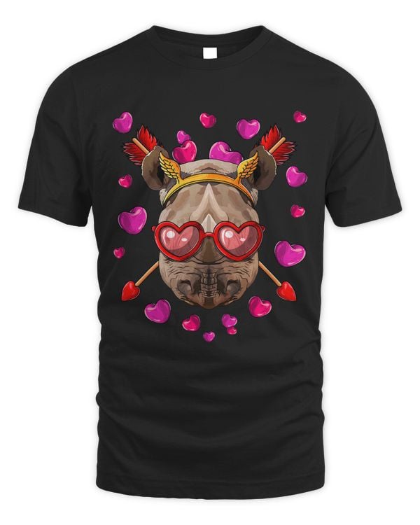 Rhino Valentines Day Animal Face Heart Glass Love Arrows