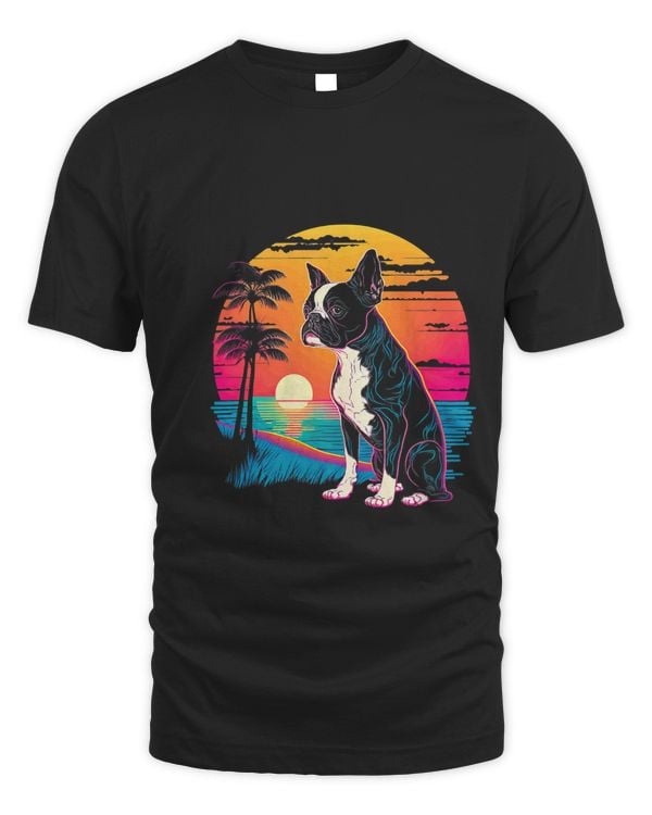 Retro Aesthetic Boston Terrier dog 60