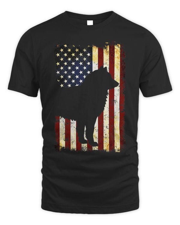 Alaskan Malamute Silhouette American Flag 4th of July