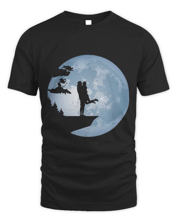 Couple Family in front of Full Moon Silhouette Moon watching