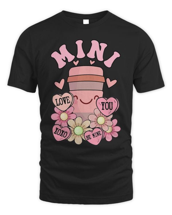Retro Groovy Mini Cute Pink Heart Happy Valentines Day