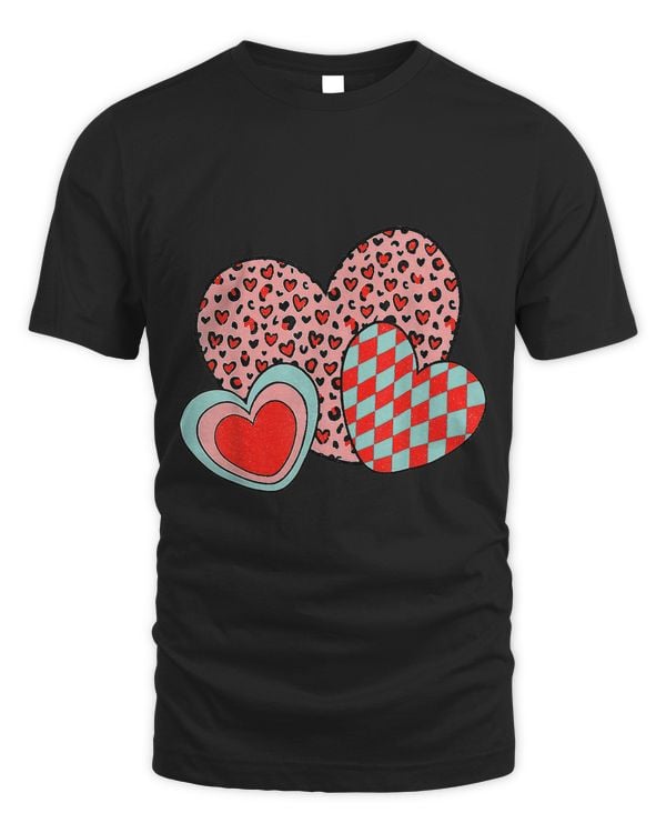 Retro Groovy Valentines Day Hearts Pink Leopard Women