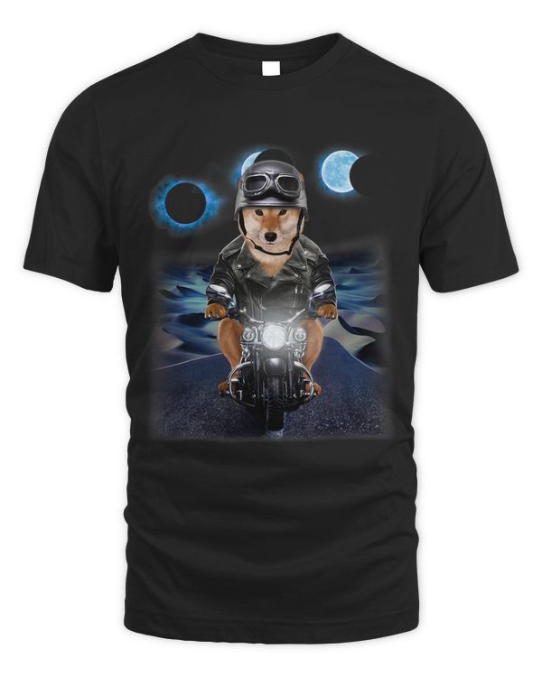 Shiba Inu Dog Ride Motorcycle Desert Solar Eclipse