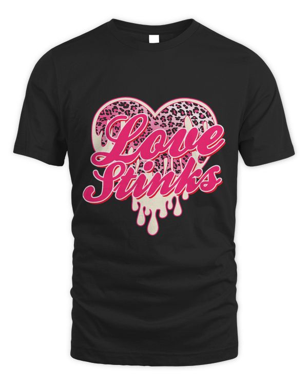 Leopard Pink Heart Love Stink Funny Anti Valentines Day