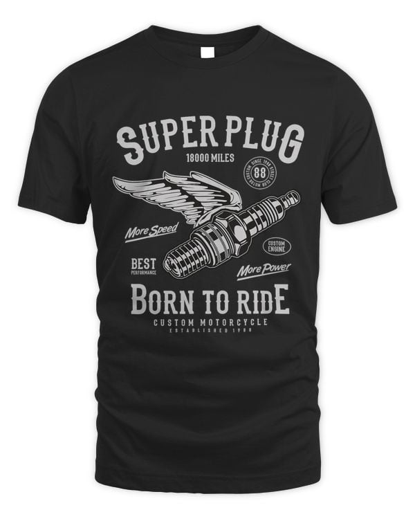 Super Spark Plug Vintage Motorcycle Born to Ride Tshirt
