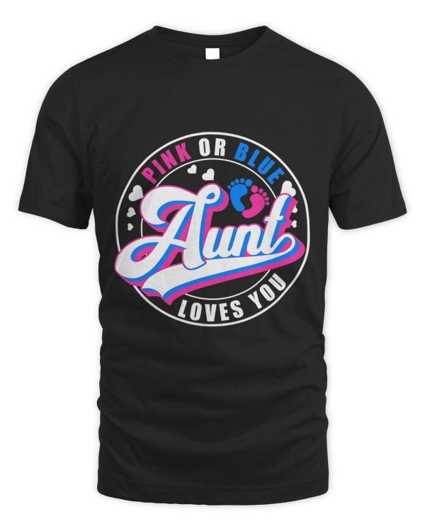 Retro Pink Or Blue Aunt Loves You Baby Gender Reveal