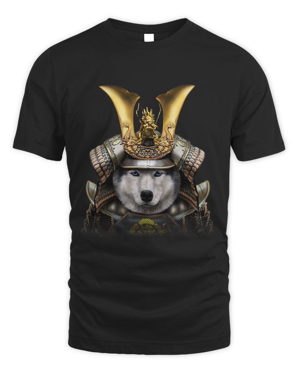 Siberian Husky Dog in Japanese Samurai Armor