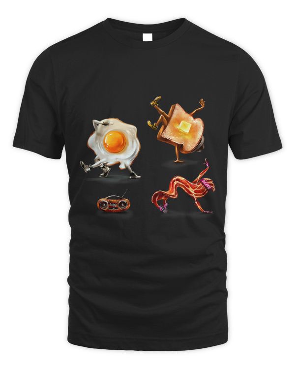 T Shirt Breakdance Crew Egg Toast Bread Sausage Bacon