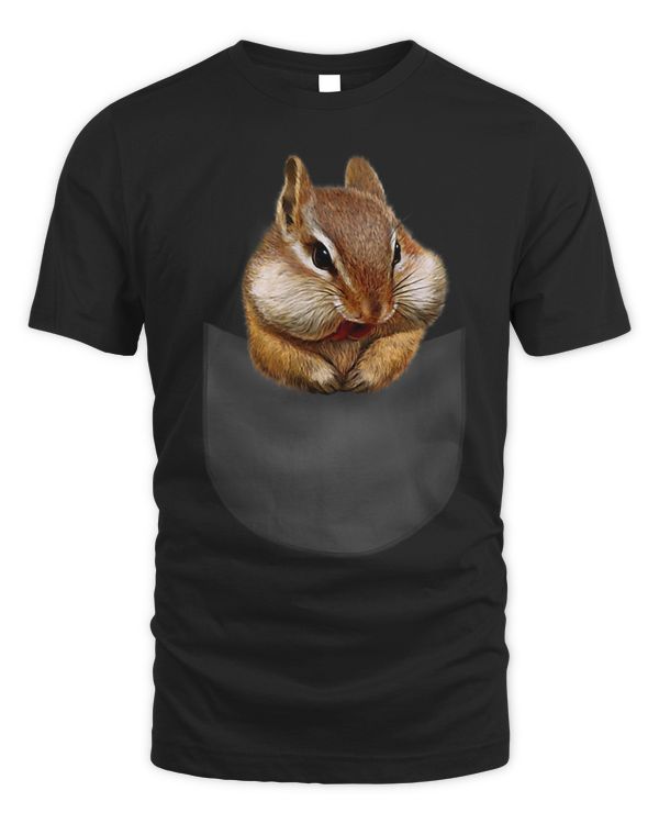 T Shirt Cute Chipmunk Hanging Out in Pocket Squirrel