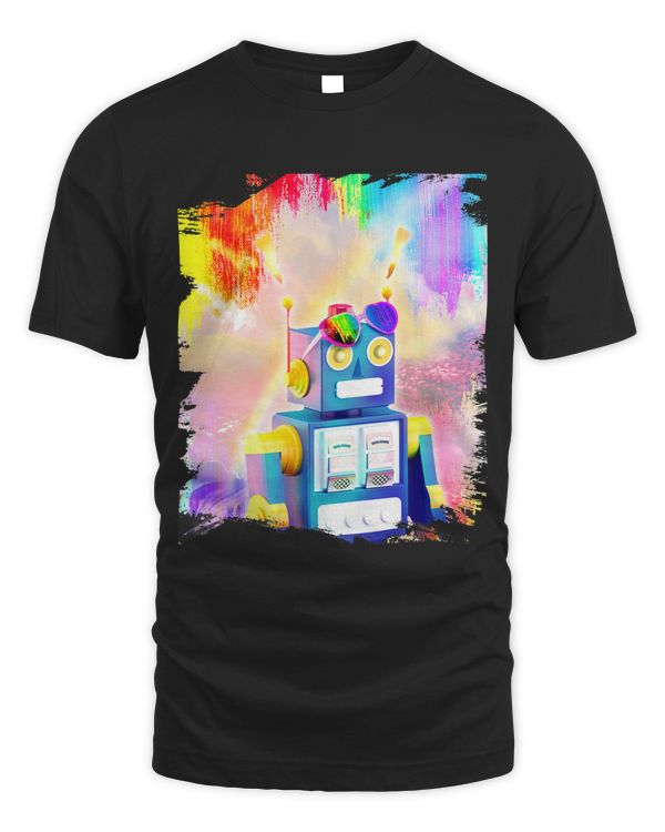 Rainbow robot wearing glasses heart love
