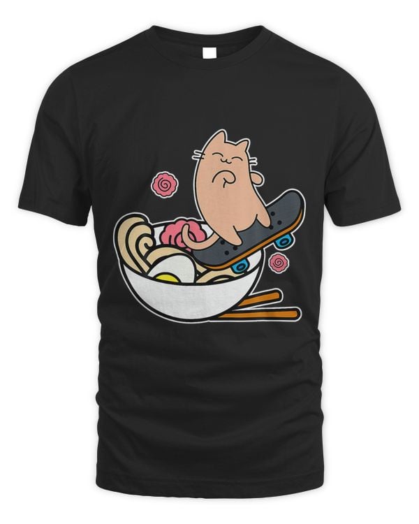 Ramen Bowl Skater Cat Skateboarding Bowl Cool Cartoon