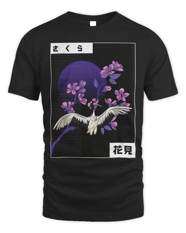 Sakura Tree Crane Bird Japanese Flower Cherry Blossom