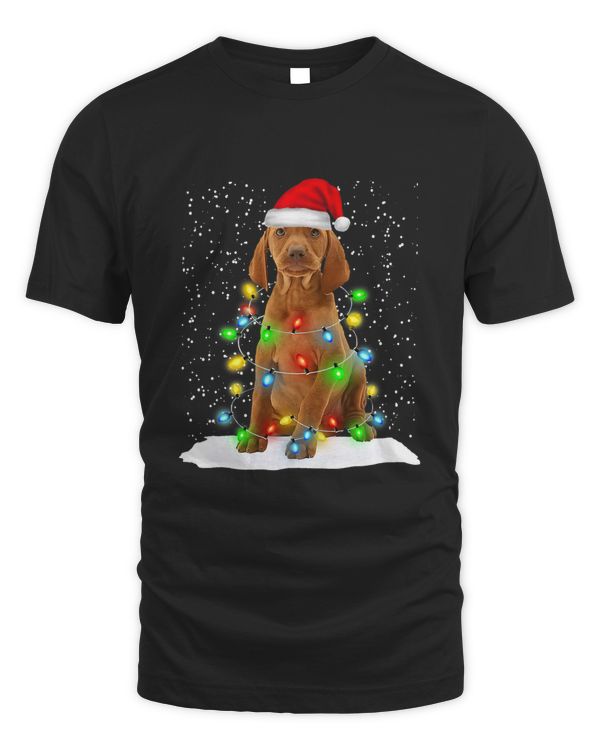 Vizsla Christmas Santa Hat Xmas Color Lights