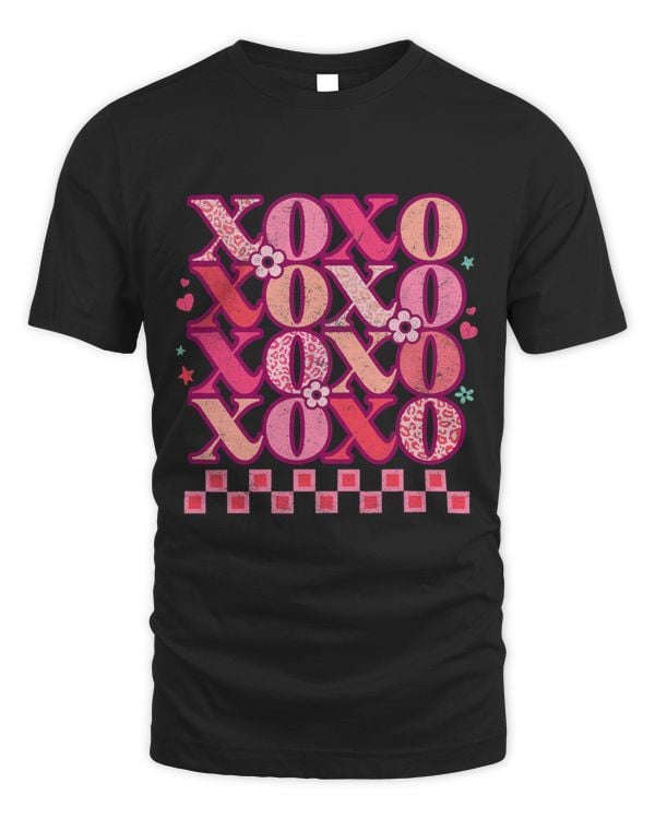Hugs and Kisses Happy Valentines Day XOXO Retro Leopard