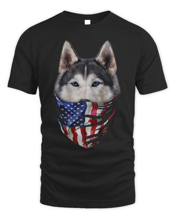 Patriot Siberian Husky in USA America Bandana Dog