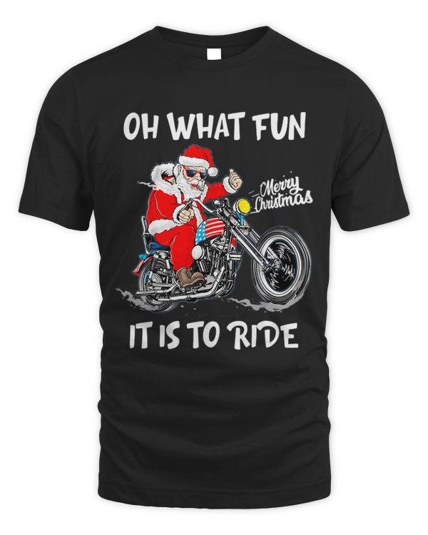 Santa Motorcycle Merry Christmas Oh What Fun It is to Ride