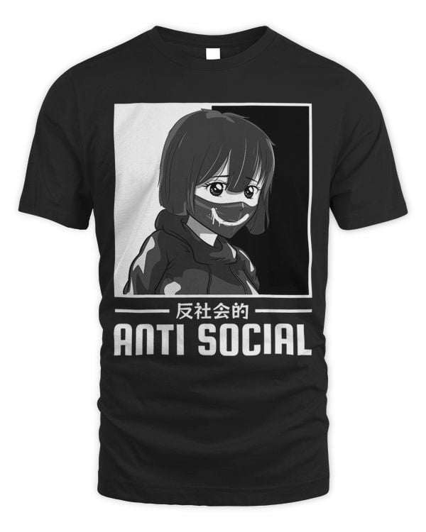 Anti-Social Japanese Sad Anime Girl Soft Grunge Emo Goth T-Shirt