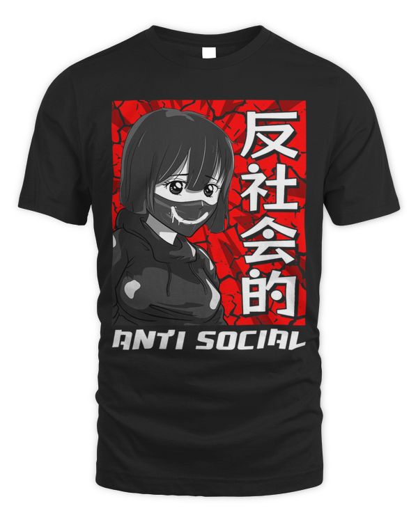 Anti-Social Japanese Soft Grunge Sad Anime Girl Emo Goth T-Shirt