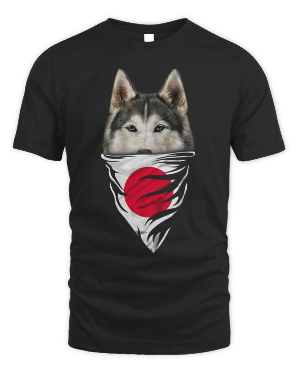 T Shirt Siberian Husky Dog Japanese Hinomaru Bandana