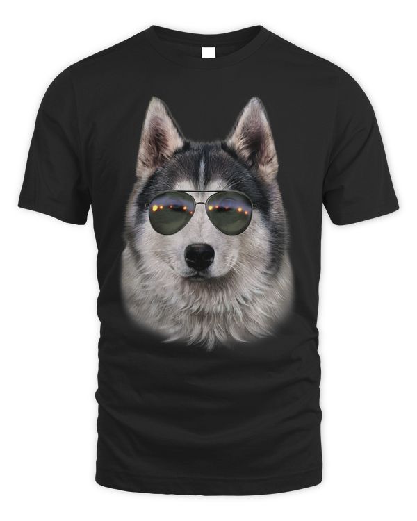 T Shirt Swag Siberian Husky in Aviator Sunglass Cool Dog