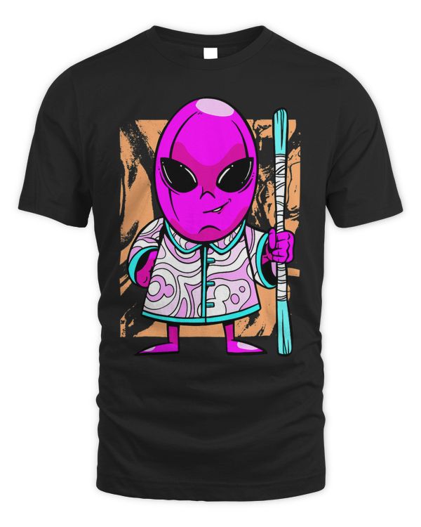 Pink alien visitor monk robe