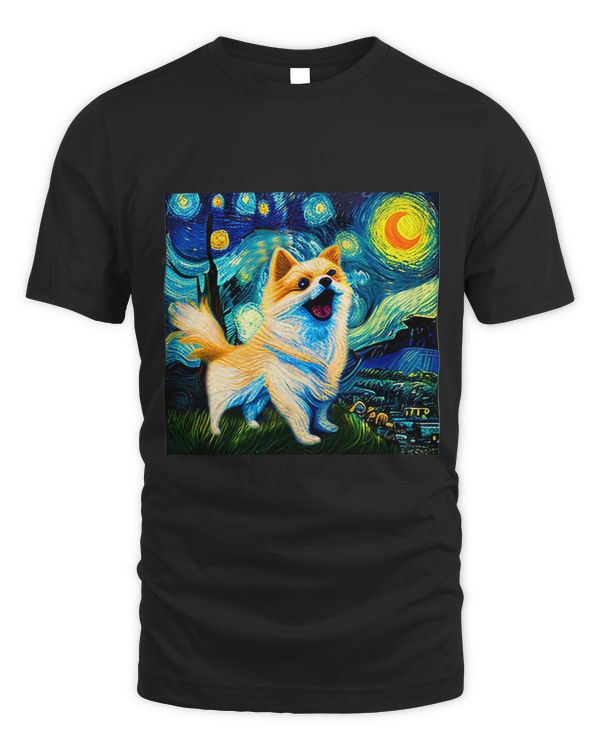 Pomeranian Dog Lover Shirt Starry Night Men Women Artistic