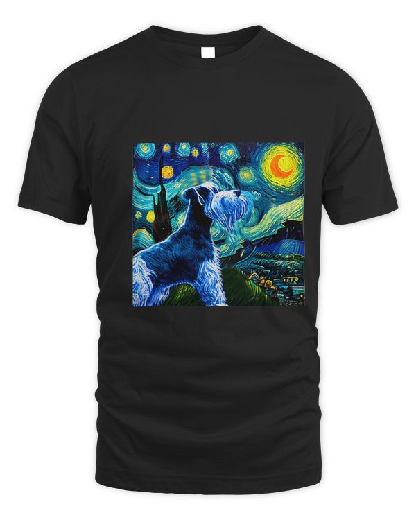 Schnauzer Dog Lover Shirt Starry Night Men Women Artistic