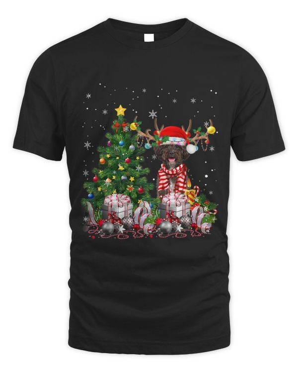 Schnoodle Dog Christmas Tree Lights Santa Pajamas Xmas