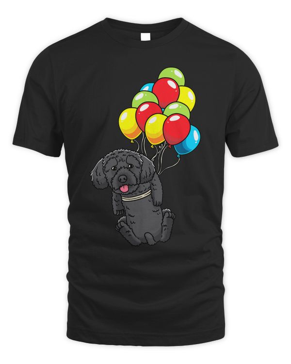 Schnoodle Dog Hanging On Balloons 3