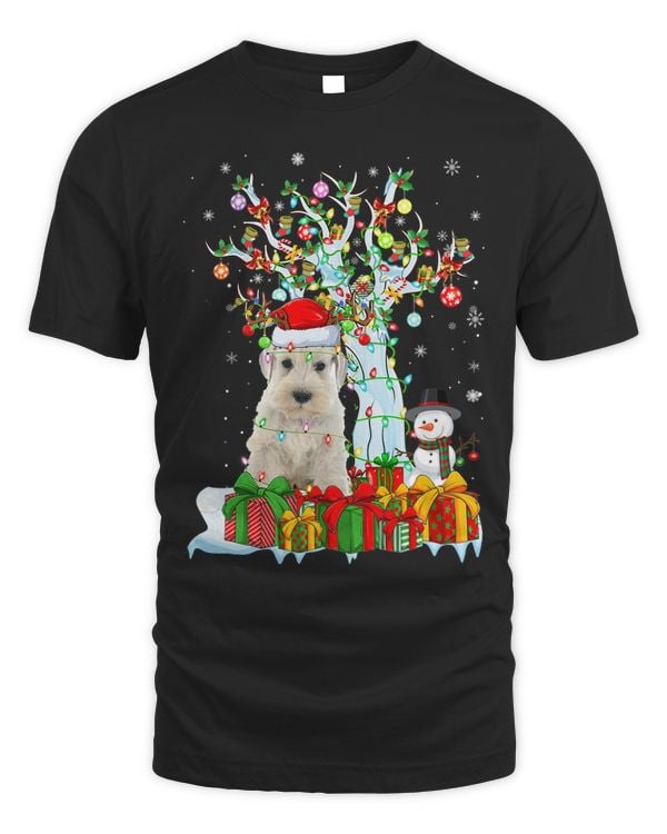 Schnoodle Dog Lighting X mas Tree Santas Hat Schnoodle Love