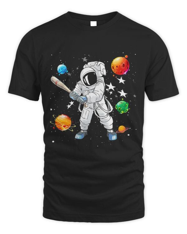 Astronaut Baseball Playing Sport Galaxy Outer Space Planets