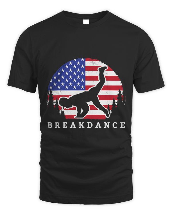 Breakdance cool graphic of Sunset and Flag art