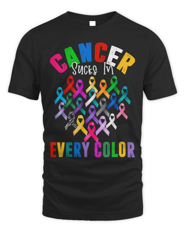 Cancer Sucks In Every Color All Ribbons World Cancer Day Men