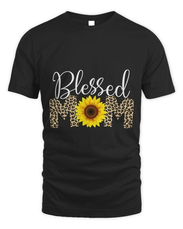 Blessed Mom Leopard Print Sunflower