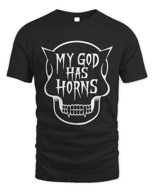 My God Has Horns with Demonic Skull Shape and Fangs