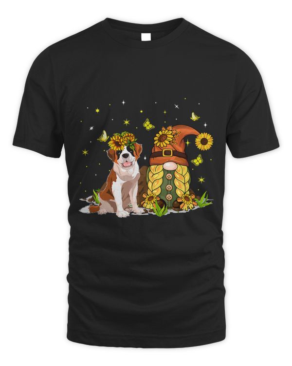 Cute Sunflowers Gnome With St Bernard Dog Lover Owner Family